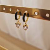 Pendientes de corazón con esmaltado de colores en acero dorado - DiversoWomen
