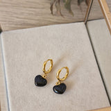 Pendientes con corazón esmaltado de colores en acero dorado - DiversoWomen
